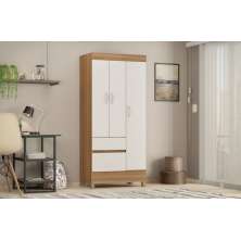 Guarda Roupa Solteiro 3 Portas Wind 32860 Amendola Off White Demóbile - Rocha Móveis