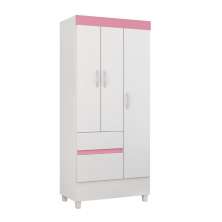 Guarda Roupa Solteiro 3 Portas Wind 32860 Branco Rosa Flex Demóbile