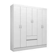 Guarda-Roupa Solteiro Flash Flex 6 Portas 2 Gavetas Branco e Rosa