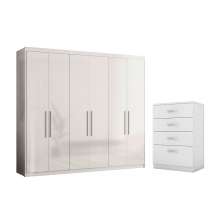 Guarda Roupa e Cômoda Barcelona Branco