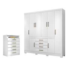 Jogo de Quarto Roupeiro e Comoda Jaen Branco
