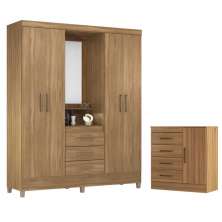 Jogo de Quarto Roupeiro e Comoda Munique Amendola