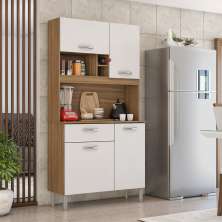 Kit de Cozinha Malta 4 Portas 1 Gaveta Amêndola e Branco