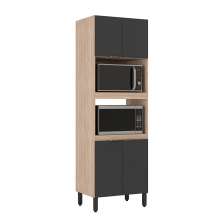 Paneleiro Duplo Forno Firenze 4 Portas Avena e Grafito