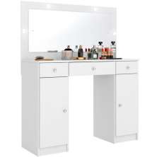Penteadeira Camarim 2 Portas e 3 Gavetas com Espelho Elegante Branco