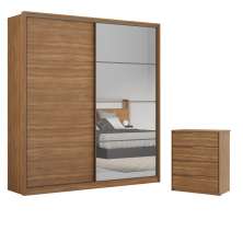 QuartoGuarda Roupa com Espelho e Comoda Napolis