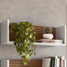 Nicho De Parede 60 cm 14064 Off White Cristal Ripado Madeira Dmad