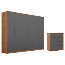 Conjunto Guarda Roupa Atrice E Comoda Atria Amendola Grafito Demartez