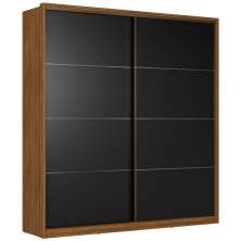 Guarda Roupa Casal 2 Portas De Correr Belga Nogueira Preto Flex Demartez