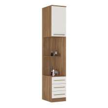 Guarda Roupa Modulado Irlanda 1 Porta com Mesa de Cabeceira Amêndola/Branco - Demartêz  