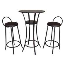 Kit Bistrô 1 Mesa E 2 Banquetas Linha Prato Preto