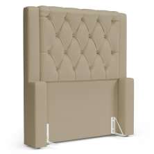 Cabeceira Atena Para Cama Box Solteiro 90cm Capitonê com Frame Suede Bege - Desk Design