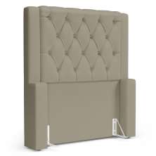 Cabeceira Atena Para Cama Box Solteiro 90cm Capitonê com Frame Veludo Bege - Desk Design