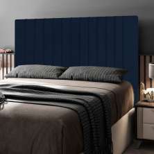 Cabeceira Cama Box Casal Nala 140cm Veludo Azul Marinho - Desk Design
