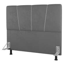 Cabeceira Cama Box Casal Queen Size Amber 160cm Estofada Linho Cinza - Desk Design