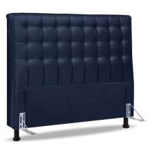 Cabeceira Cama Box Casal Queen Size Ciara 160cm Botonê com Frame Suede Azul Marinho - Desk Design