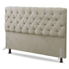 Cabeceira Cama Box Casal Queen Size Lylla 160cm Capitonê com Frame Sintético Bege - Desk Design