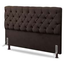 Cabeceira Cama Box Casal Queen Size Lylla 160cm Capitonê com Frame Sintético Marrom - Desk Design