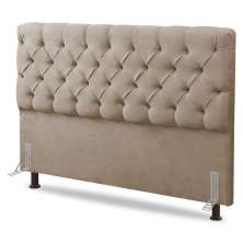 Cabeceira Cama Box Casal Queen Size Lylla 160cm Capitonê com Frame Suede Bege - Desk Design