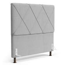 Cabeceira Cama Box Casal Queen Size Mel 160cm com Frame Linho Cinza Claro - Desk Design