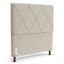 Cabeceira Cama Box Casal Queen Size Mel 160cm com Frame Veludo Bege - Desk Design