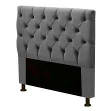 Cabeceira Cama Box Solteiro Cristal 90cm Suede Cinza - Desk Design