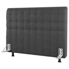 Cabeceira Cama Box Solteiro Dahlia 90cm Com Frame Suede Cinza Escuro - Desk Design