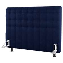 Cabeceira Cama Box Solteiro Dahlia 90cm Com Frame Veludo Azul Marinho - Desk Design