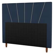 Cabeceira Cama Box Solteiro Dallas 90cm Veludo Azul - Desk Design