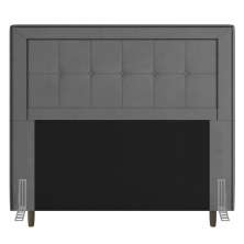 Cabeceira Cama Box Solteiro Luxor 90cm com Tachas e Frame Suede Cinza - Desk Design