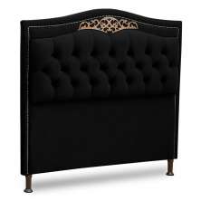 Cabeceira Estofada Cama Box Casal King Size Belize 195cm Corino Preto - Desk Design