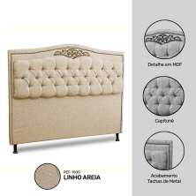 Cabeceira Estofada Cama Box Casal King Size Belize 195cm Linho Areia - Desk Design