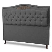 Cabeceira Estofada Cama Box Casal King Size Belize 195cm Linho Grafite - Desk Design