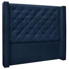 Cabeceira Estofada Cama Box Casal Queen Size Alteza 160cm Suede Azul Marinho - Desk Design