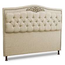 Cabeceira Estofada Cama Box Casal Queen Size Belize 160cm Linho Areia - Desk Design