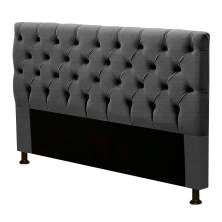 Cabeceira Estofada Cama Box Casal Queen Size Cristal 160cm Linho Grafite - Desk Design