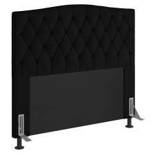 Cabeceira Estofada Cama Box Casal Queen Size Greta 160cm com Frame Corano Preto - Desk Design