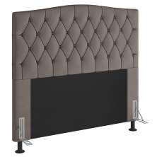 Cabeceira Estofada Cama Box Casal Queen Size Greta 160cm com Frame Suede Bege - Desk Design