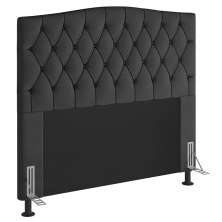 Cabeceira Estofada Cama Box Casal Queen Size Greta 160cm com Frame Suede Cinza - Desk Design