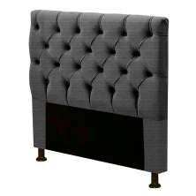Cabeceira Estofada Cama Box Solteiro Cristal 90cm Linho Grafite - Desk Design