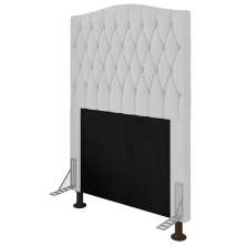 Cabeceira Estofada Cama Box Solteiro Greta 90cm com Frame Corano Branco - Desk Design