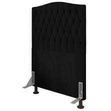 Cabeceira Estofada Cama Box Solteiro Greta 90cm com Frame Corano Preto - Desk Design