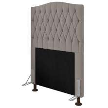 Cabeceira Estofada Cama Box Solteiro Greta 90cm com Frame Suede Bege - Desk Design