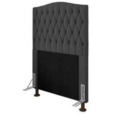 Cabeceira Estofada Cama Box Solteiro Greta 90cm com Frame Suede Cinza - Desk Design