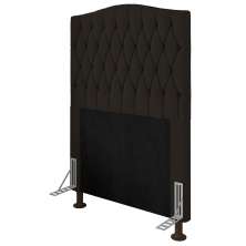 Cabeceira Estofada Cama Box Solteiro Greta 90cm com Frame Suede Marrom - Desk Design