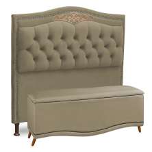 Cabeceira e Calçadeira Baú Cama Box Casal Belize 140cm Corano Areia - Desk Design