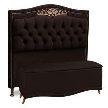 Cabeceira e Calçadeira Baú Cama Box Casal Belize 140cm Corano Marrom - Desk Design