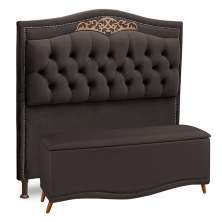 Cabeceira e Calçadeira Baú Cama Box Casal Belize 140cm Veludo Chocolate - Desk Design