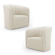 Kit 02 Poltronas Decorativas Abby Bouclê Bege - Desk Design