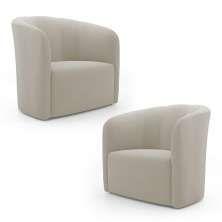 Kit 02 Poltronas Decorativas Abby Veludo Bege - Desk Design